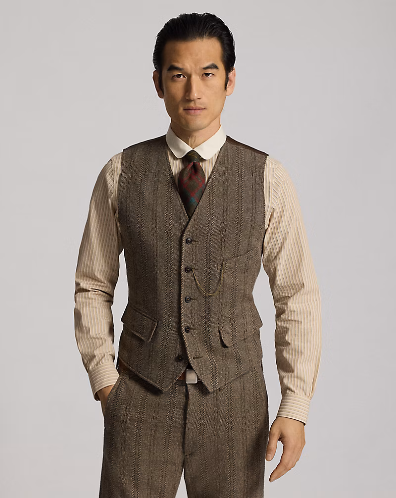 ウールコットン ヘリンボーン ベスト