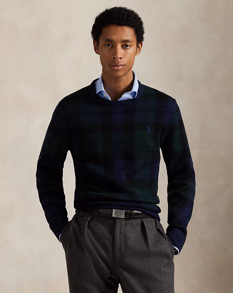 チェック ウォッシャブル ウール セーター