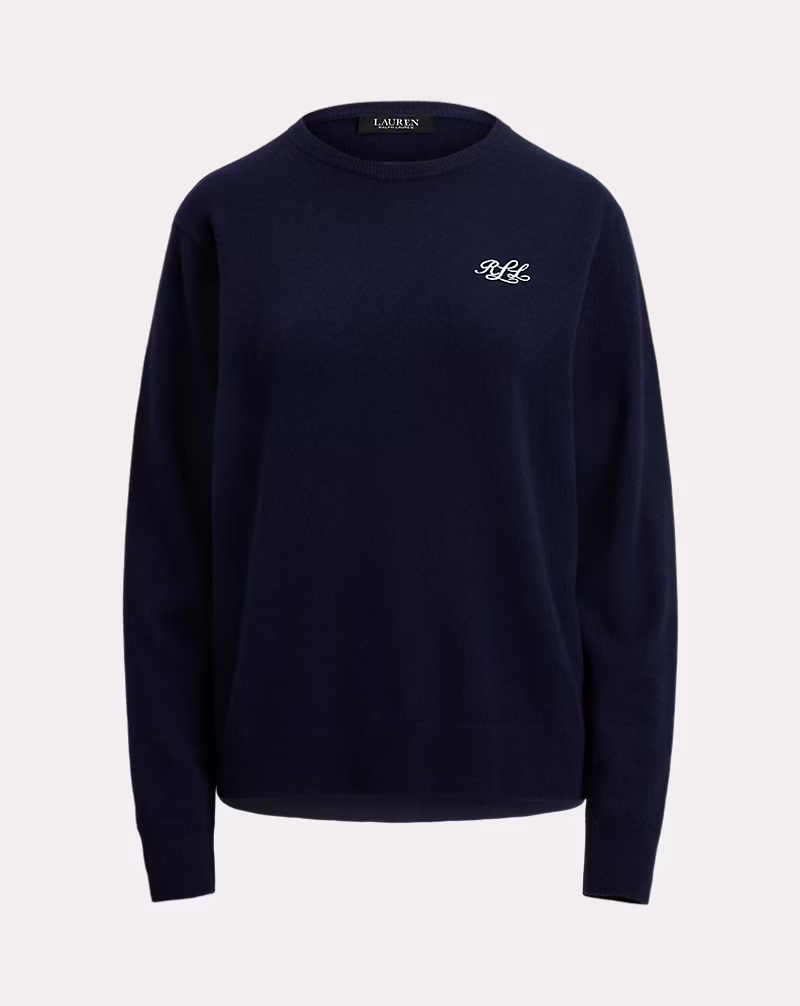 エンブロイダリー カシミヤ クルーネック セーター