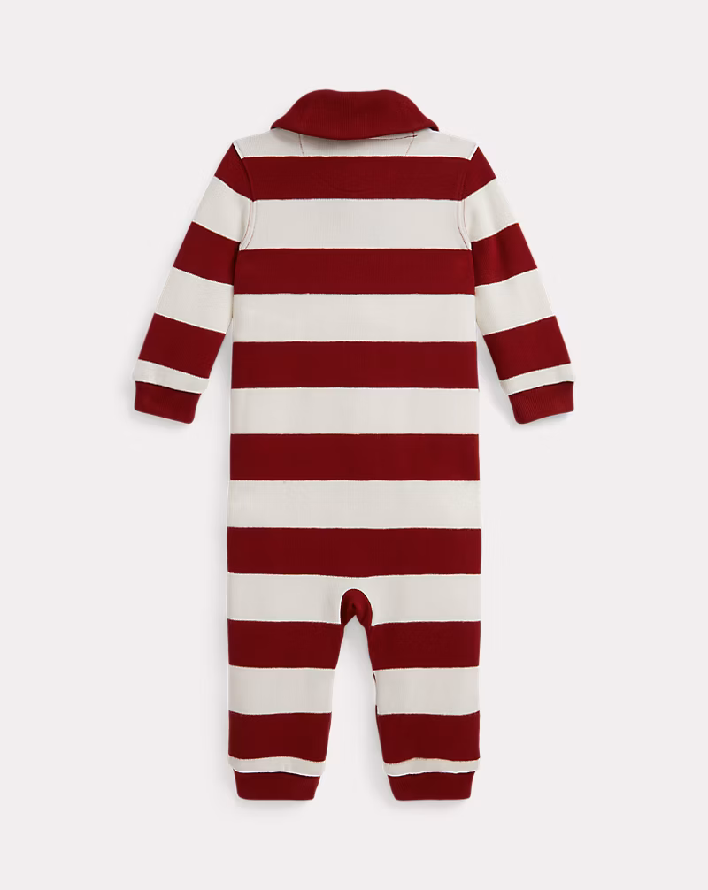 ストライプド エステートリブ コットン カバーオール