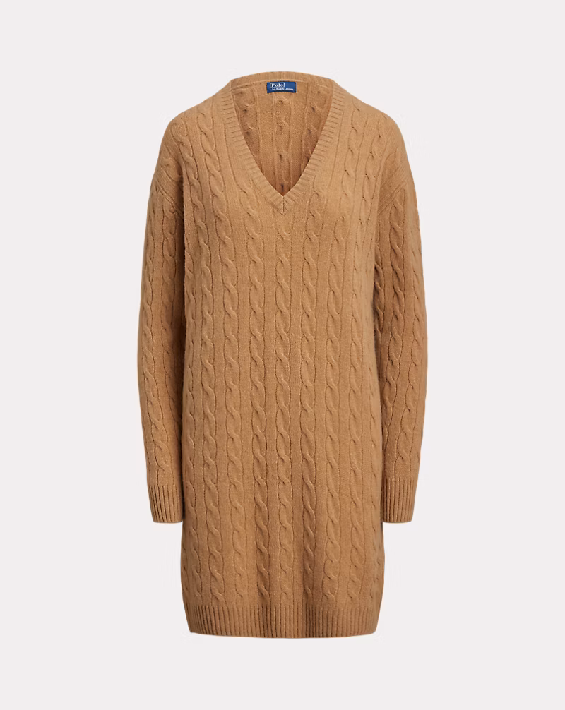 ケーブル ウールカシミヤ Vネック セーター ドレス