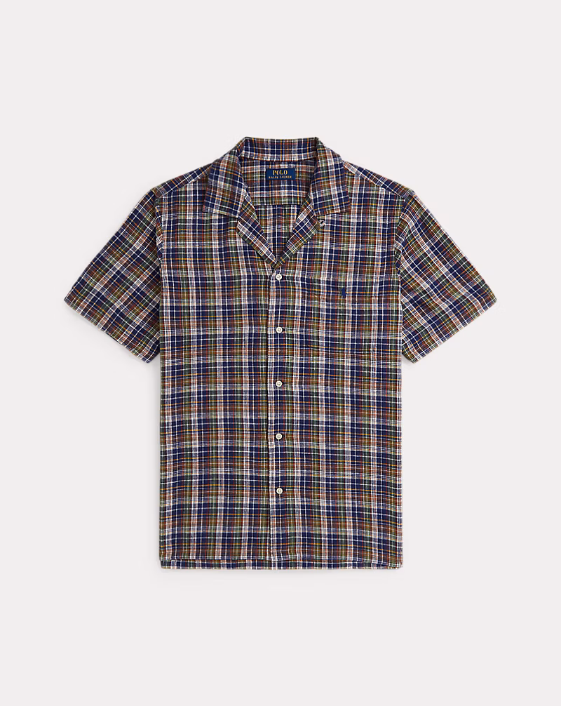 クラシック フィット チェック リネンコットン シャツ