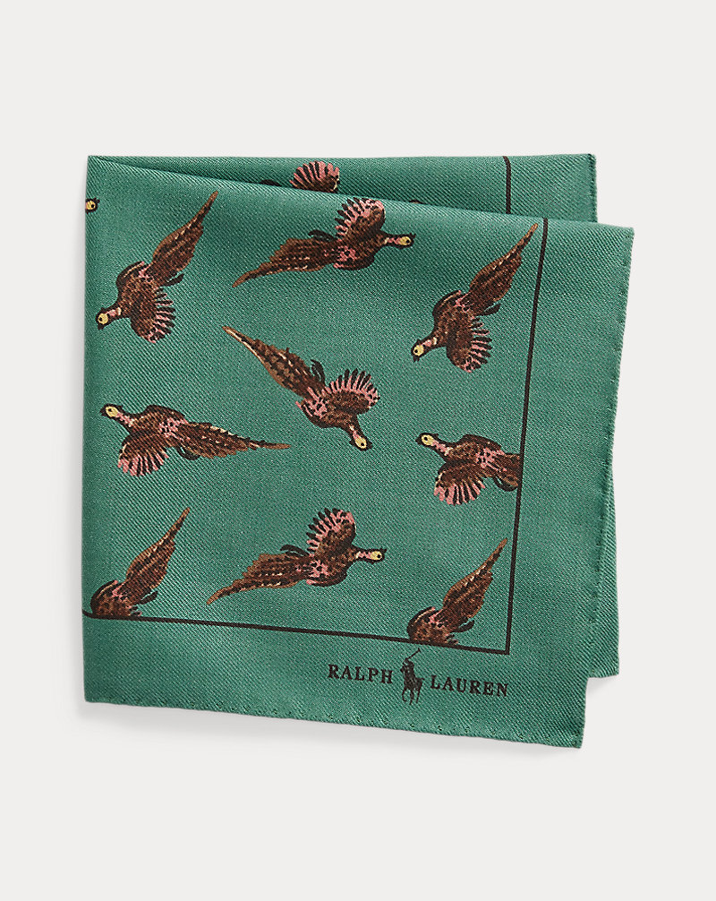 フェザントプリント ウール ポケット スクエア