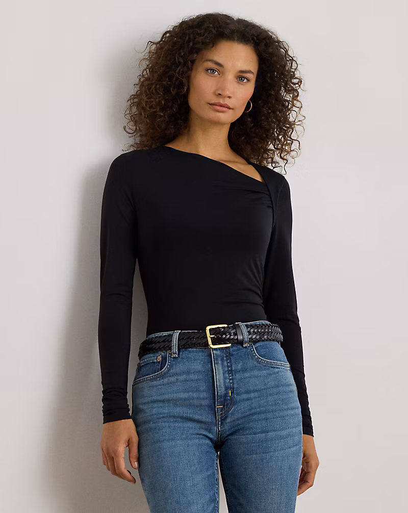 ストレッチ ジャージー アシンメトリカル トップス