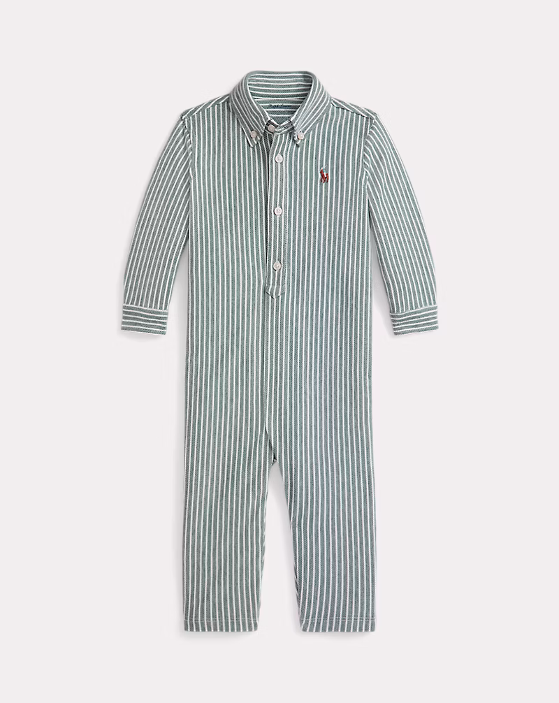 ストライプド ニット オックスフォード カバーオール