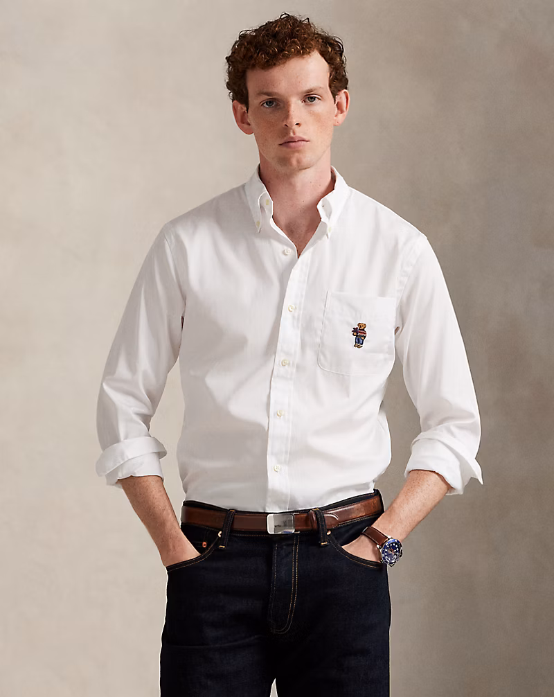 カスタム フィット Polo ベア ポプリン シャツ