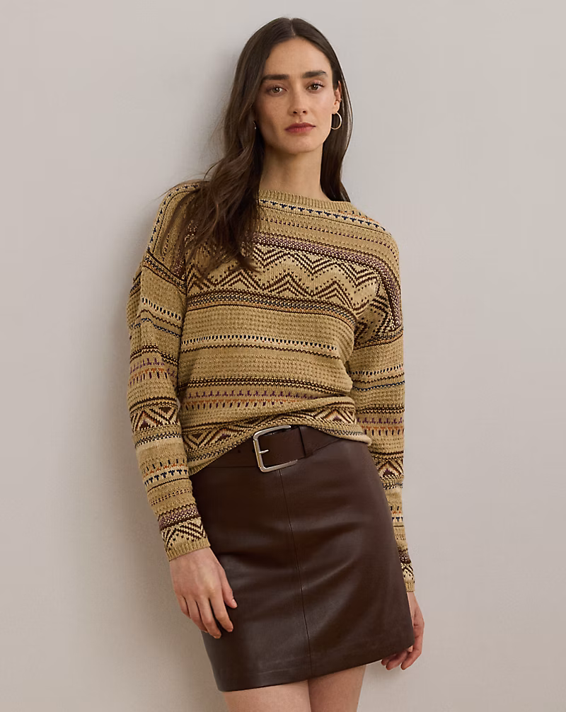 ジオストライプ コットンリネン セーター