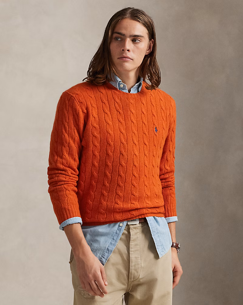 ケーブルニット ウールカシミヤ セーター