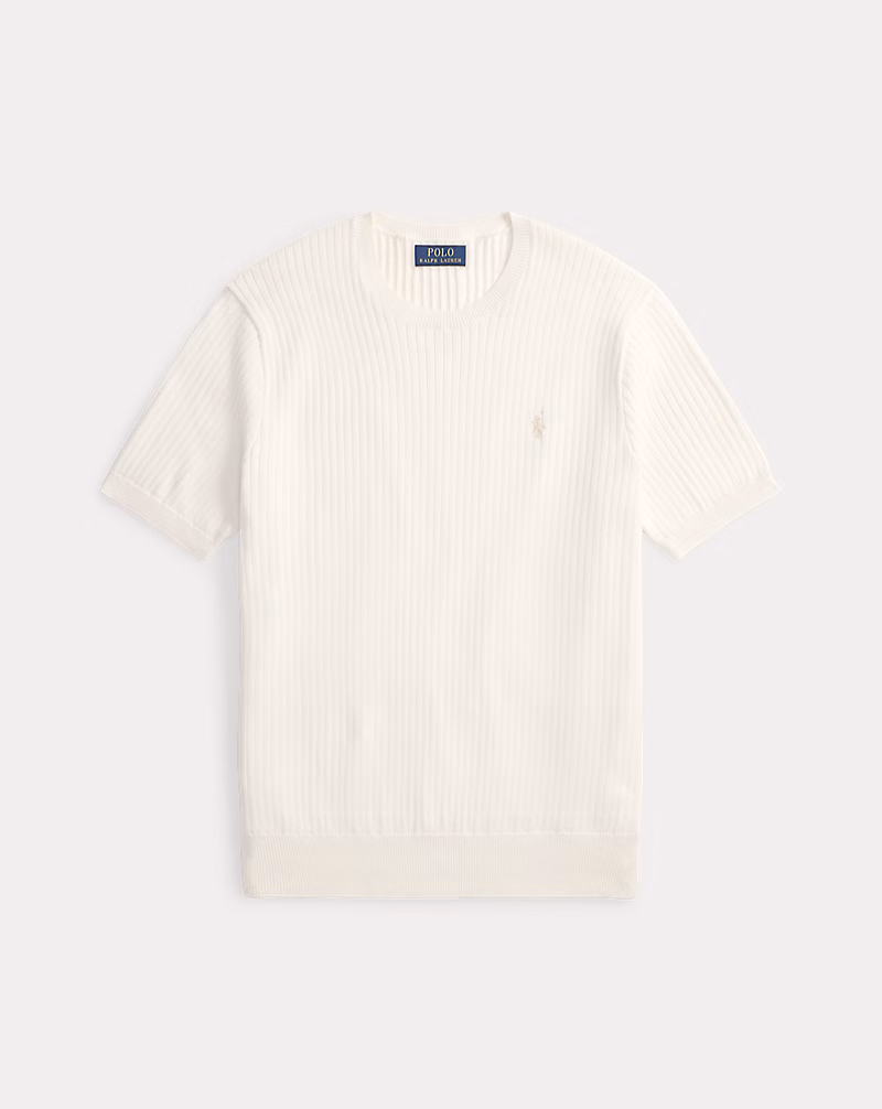 リブニット コットン ショートスリーブ セーター