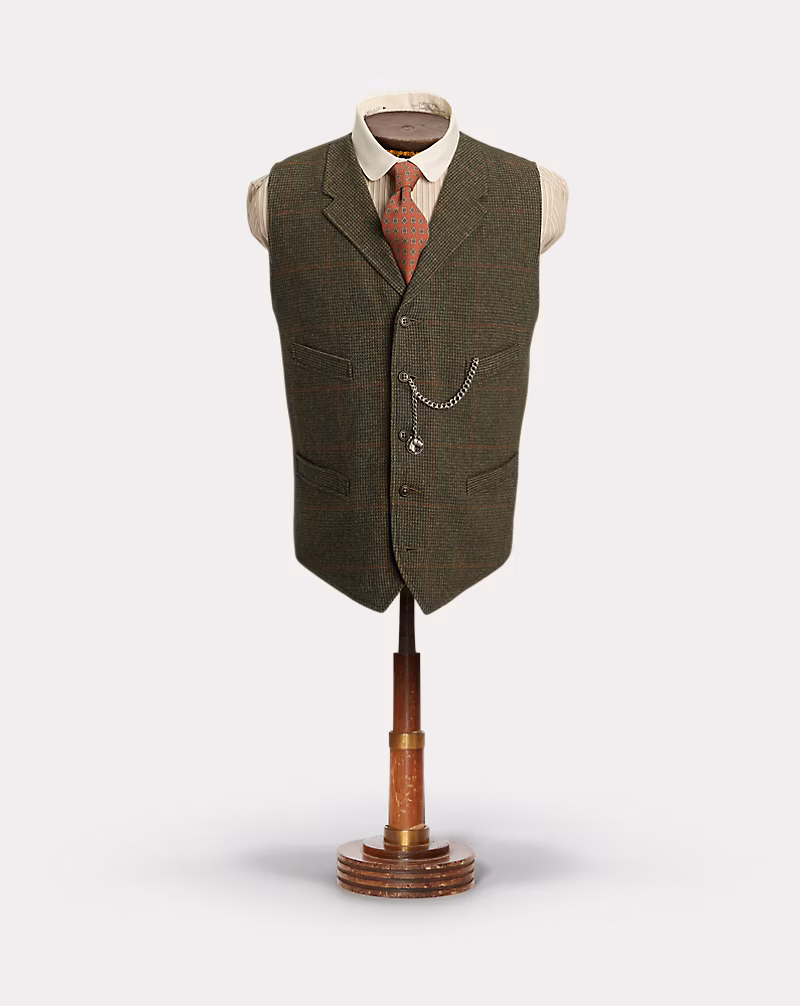 ウィンドウペン ウール ツイード ベスト