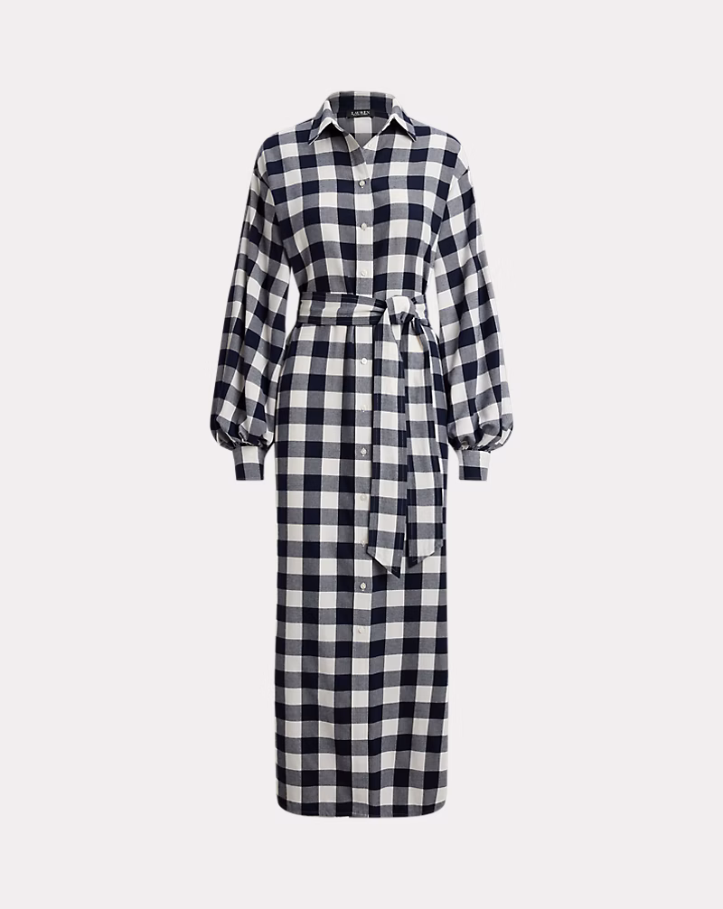 バッファロー チェック ベルテッド コットン シャツドレス