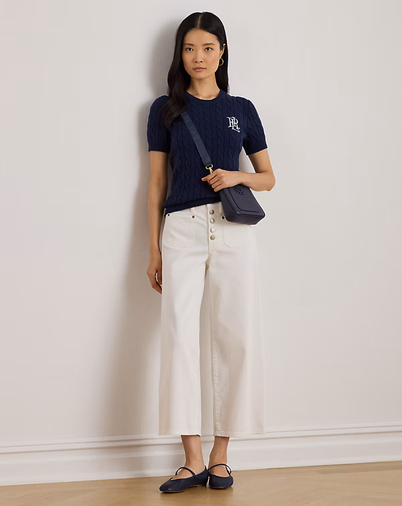 ハイライズ ワイドレッグ クロップド ジーンズ