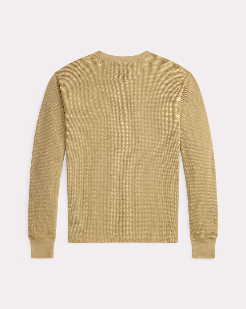 ガーメントダイド ワッフルニット ヘンリーネック シャツ