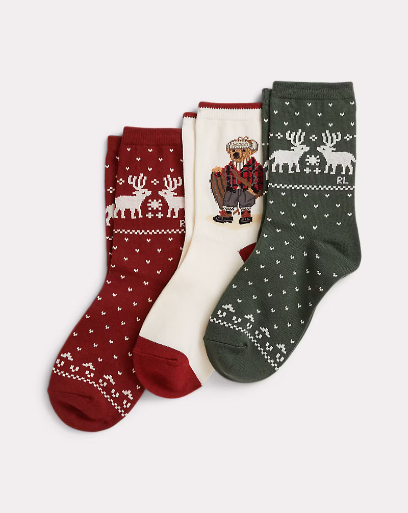 Polo ベア クルー ソックス 3パック ギフト セット