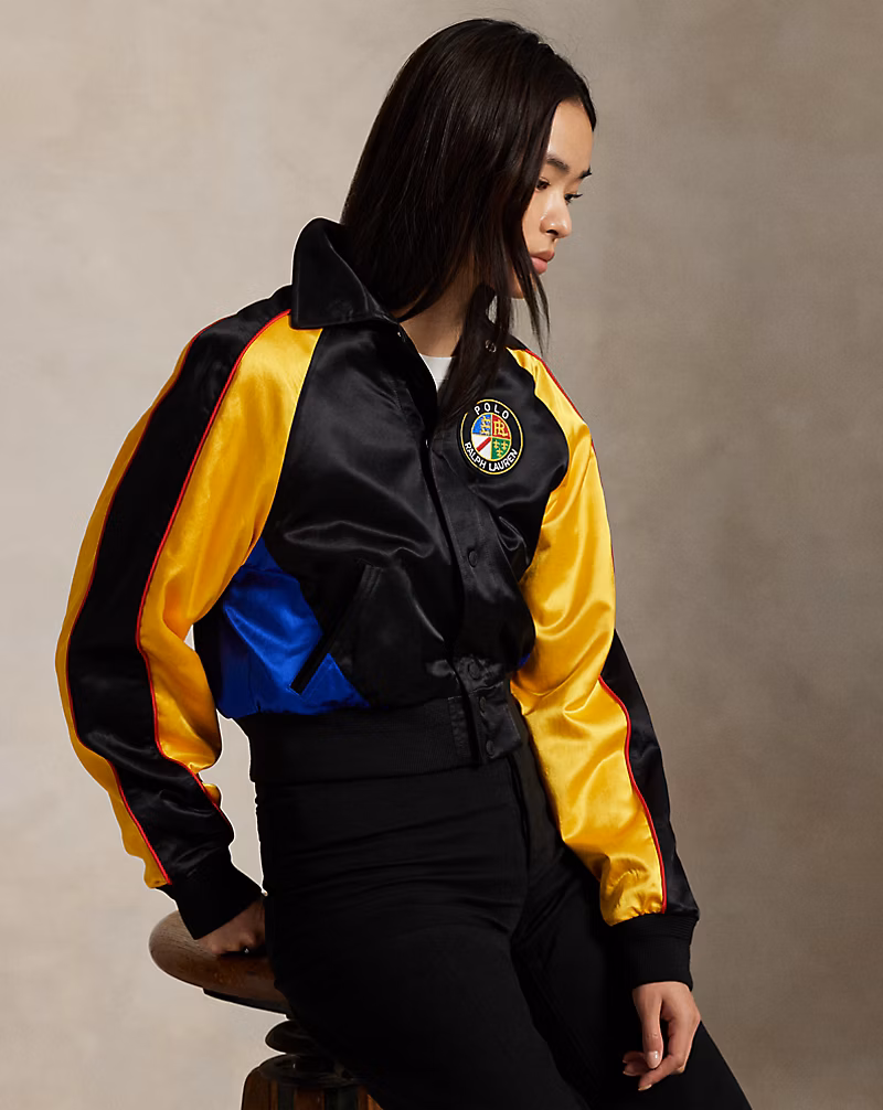 サテン ボンバー ジャケット