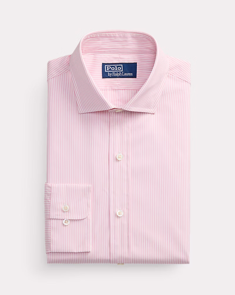 カスタム フィット ストライプド ポプリン シャツ