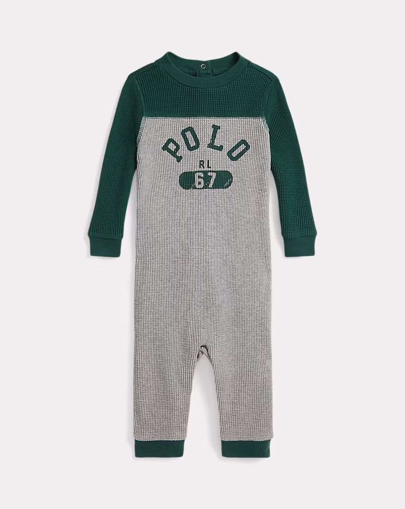 ロゴ ワッフルニット コットン カバーオール
