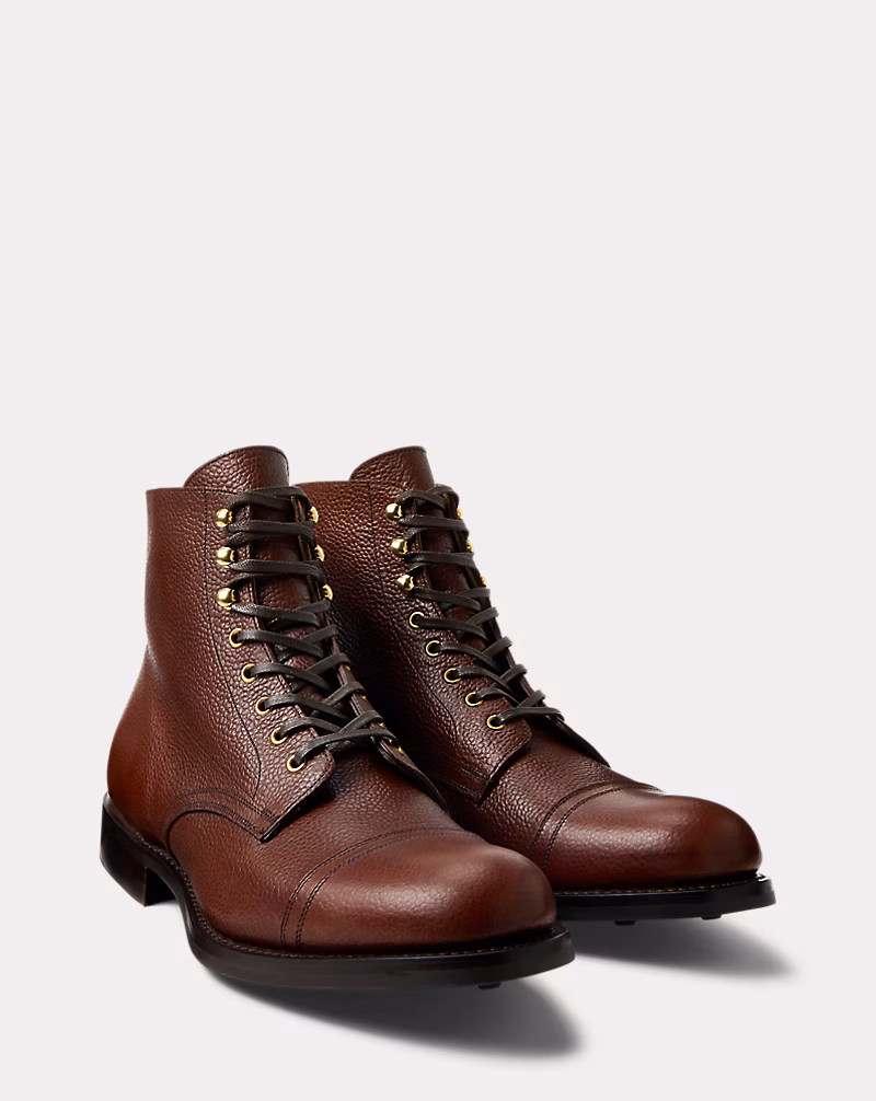 ハンドバーニッシュド ペブルド レザー ブーツ