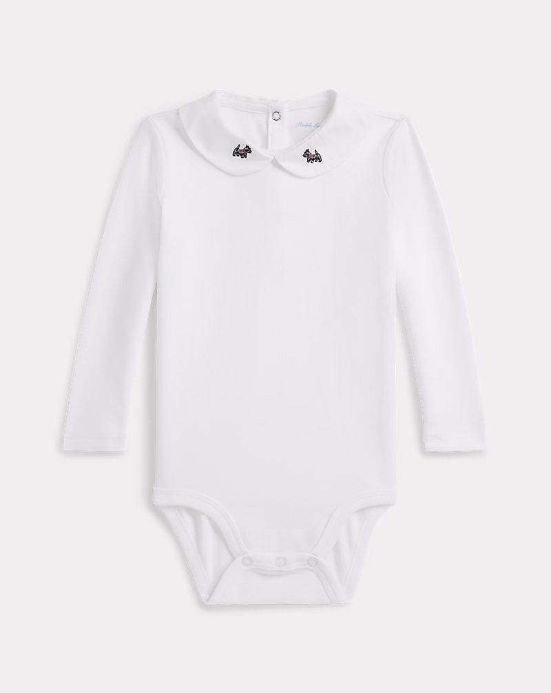 エンブロイダリーカラー コットン ボディスーツ