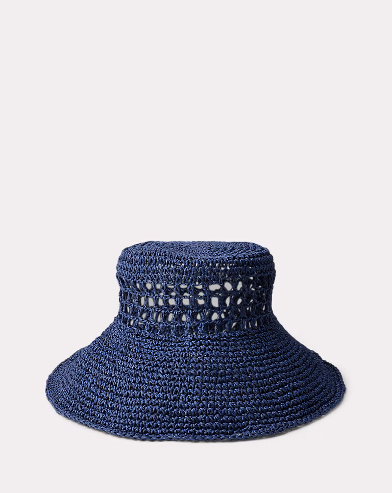 オープンワークド クロシェイド ストロー サン ハット