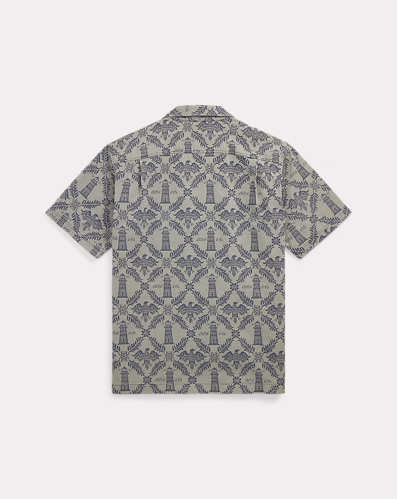 インディゴ ジャカード デニム キャンプ シャツ