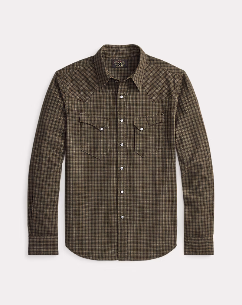 スリム フィット チェックド ウエスタン シャツ