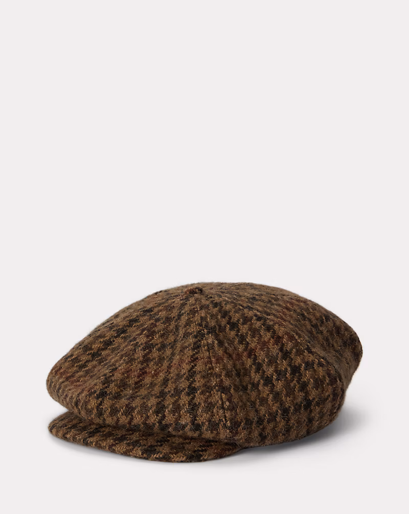 ハウンドトゥース ウール ツイード ニュースボーイ キャップ