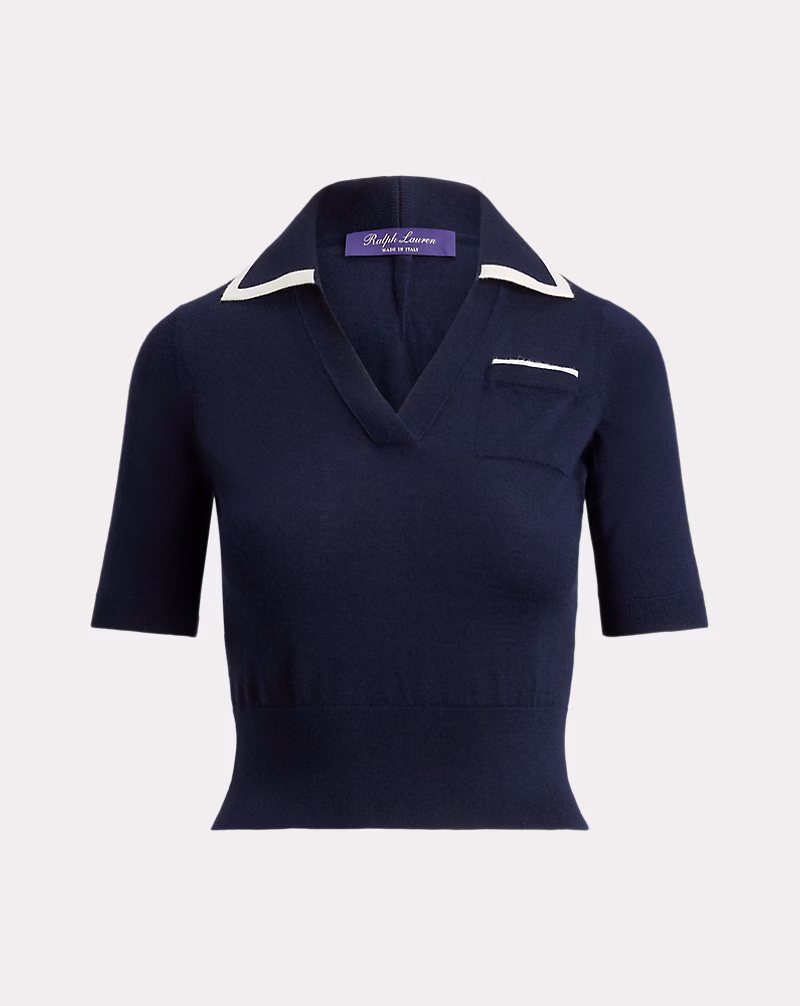 カシミヤ ジャージー ポロ セーター