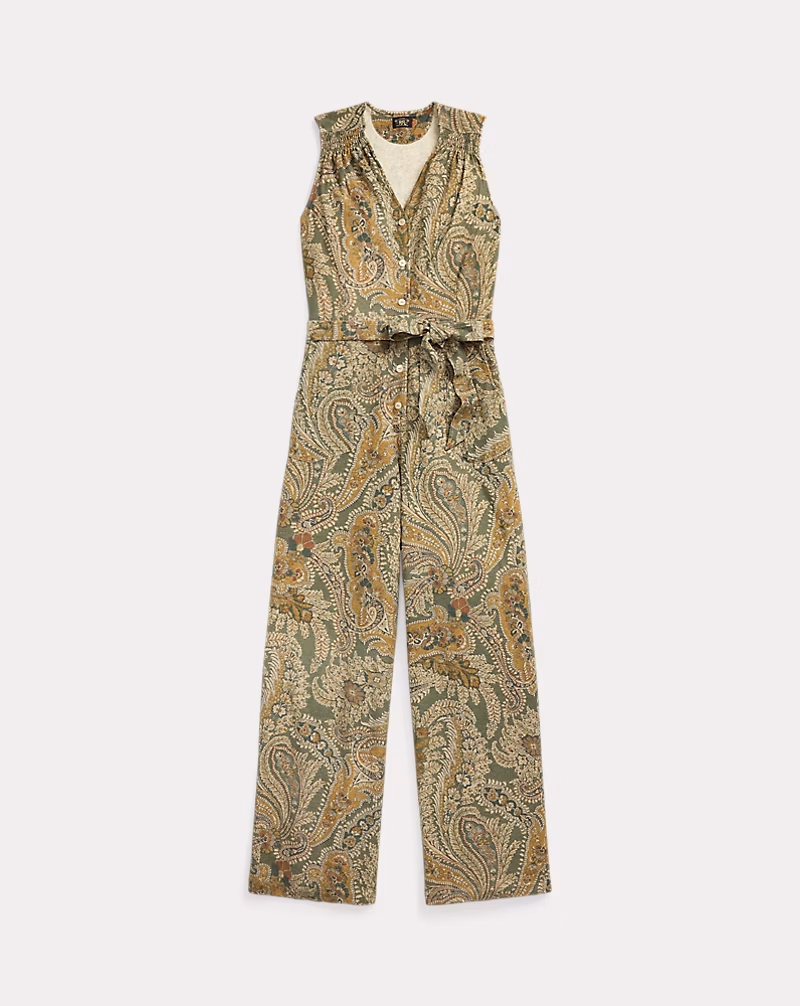 ペイズリー リネンコットン ジャージー ジャンプスーツ