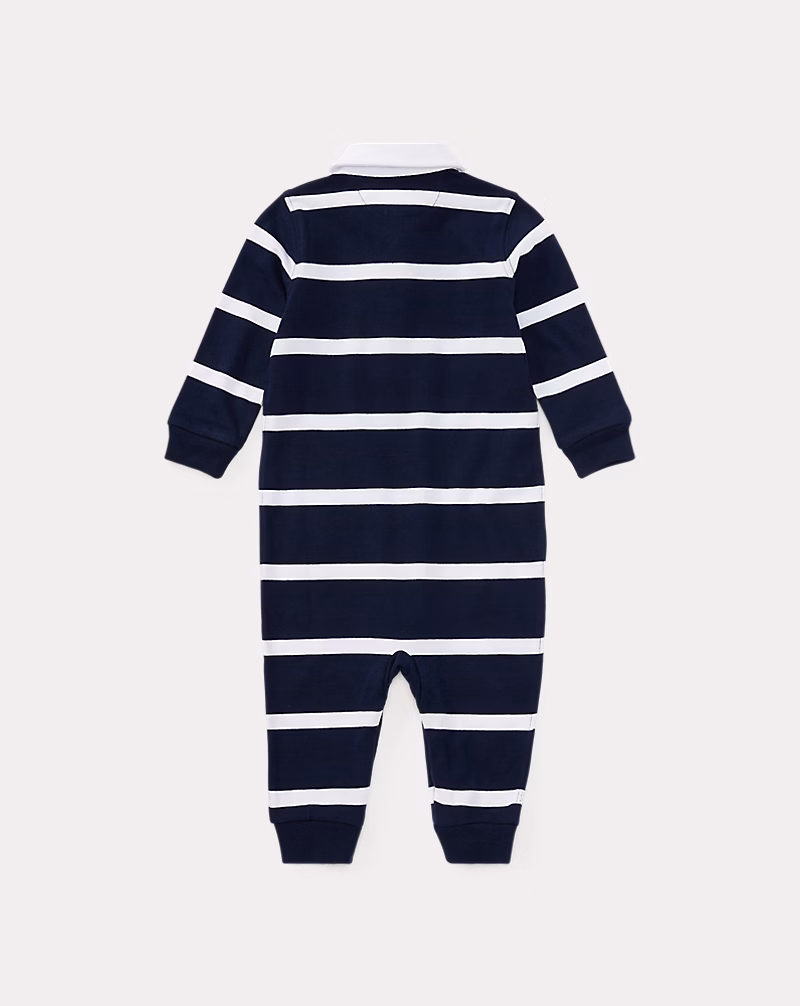 ストライプド コットン ジャージー ラグビー カバーオール