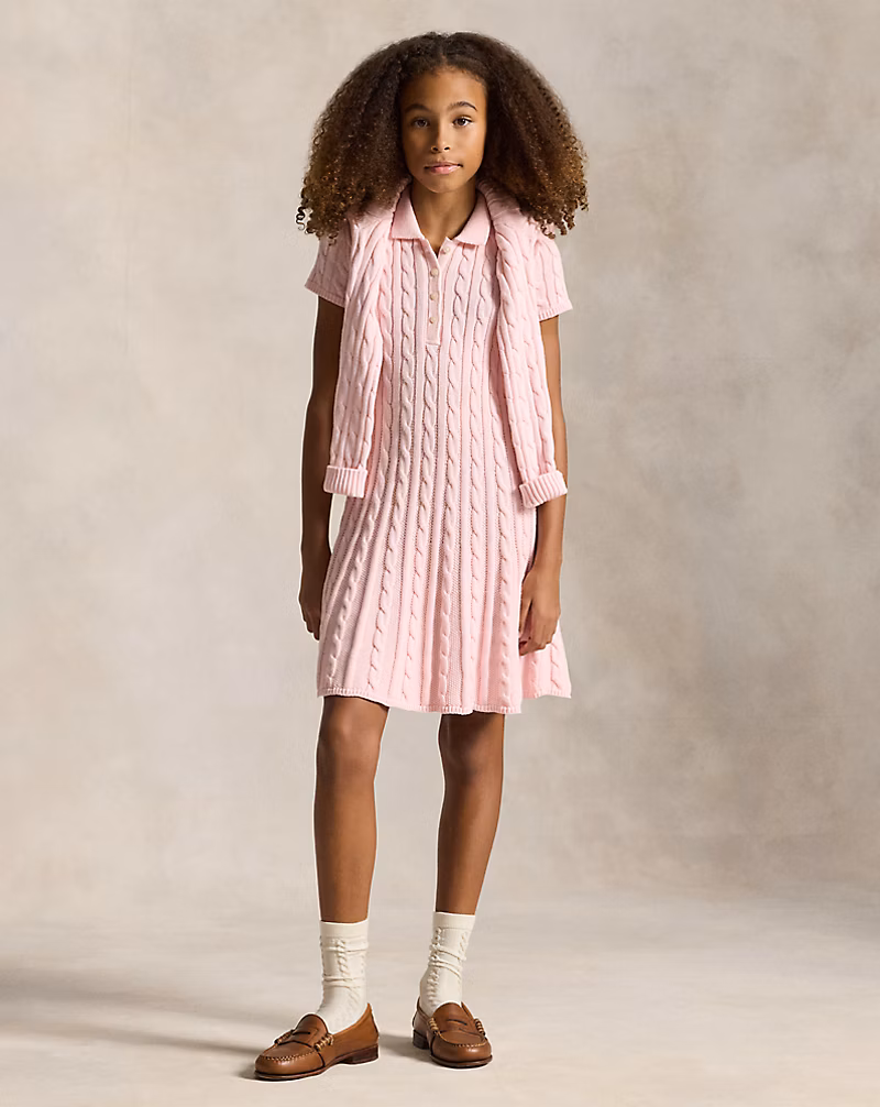 ケーブルニット コットン Polo セーター ドレス