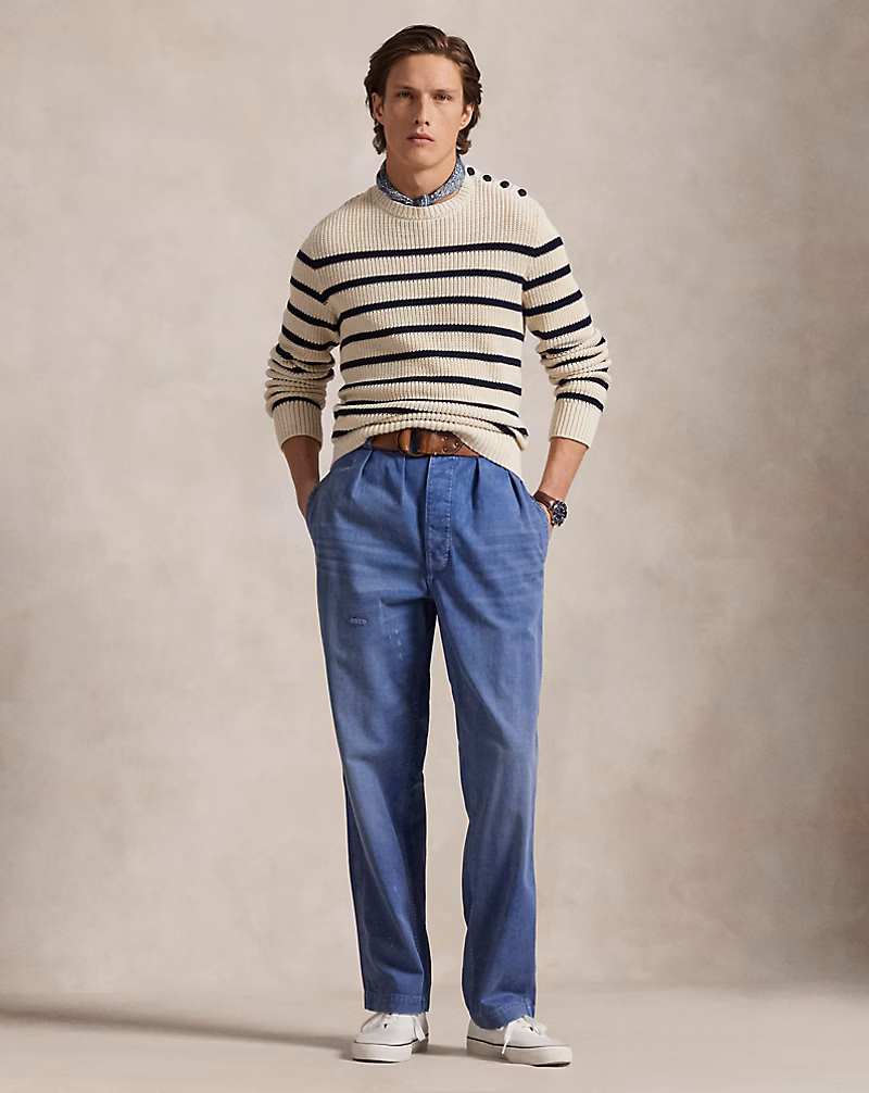 ストレート フィット ディストレスト ツイル パンツ