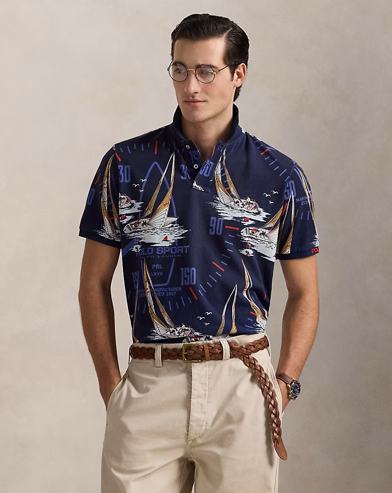 クラシック フィット ノーティカル メッシュ ポロシャツ