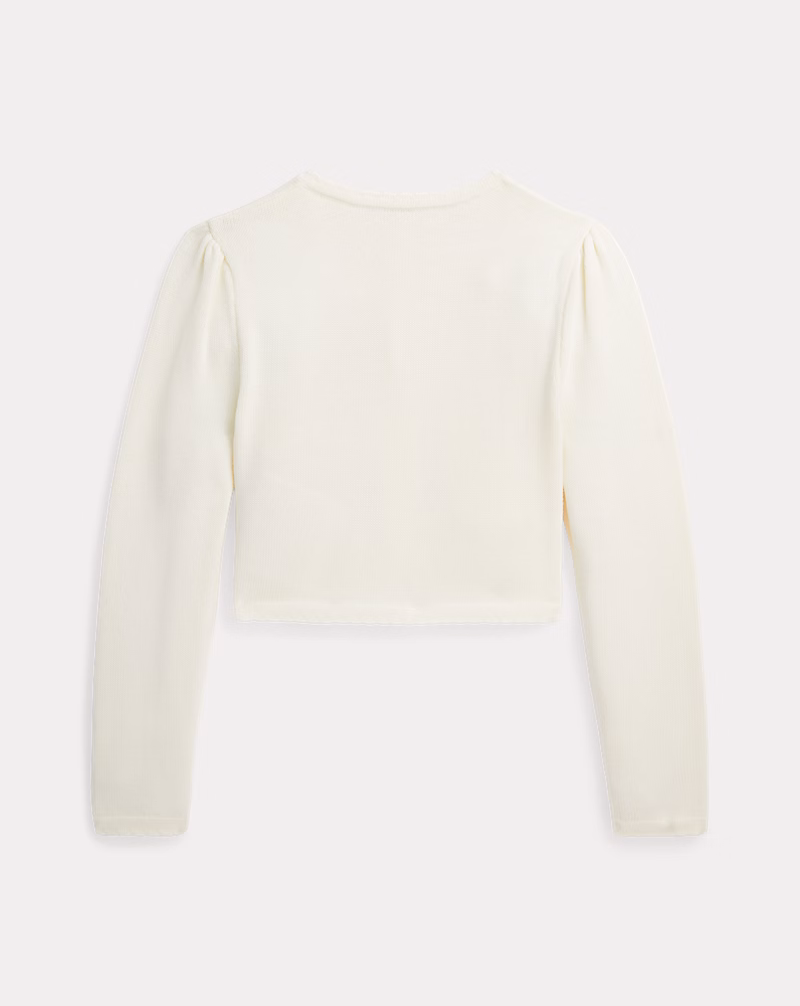 スカラップドトリム コットン カーディガン