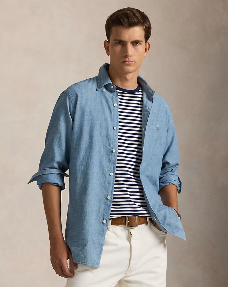 クラシック フィット インディゴ シャンブレー シャツ