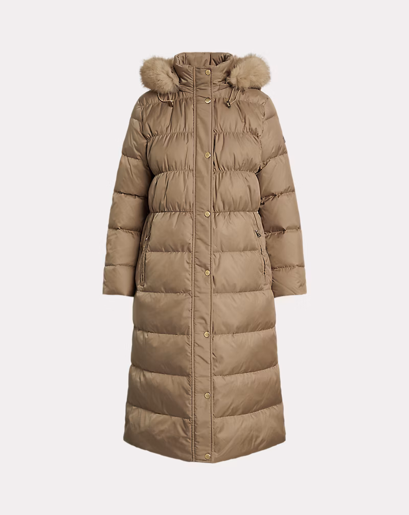 フェイクファートリム フーデッド ダウン コート