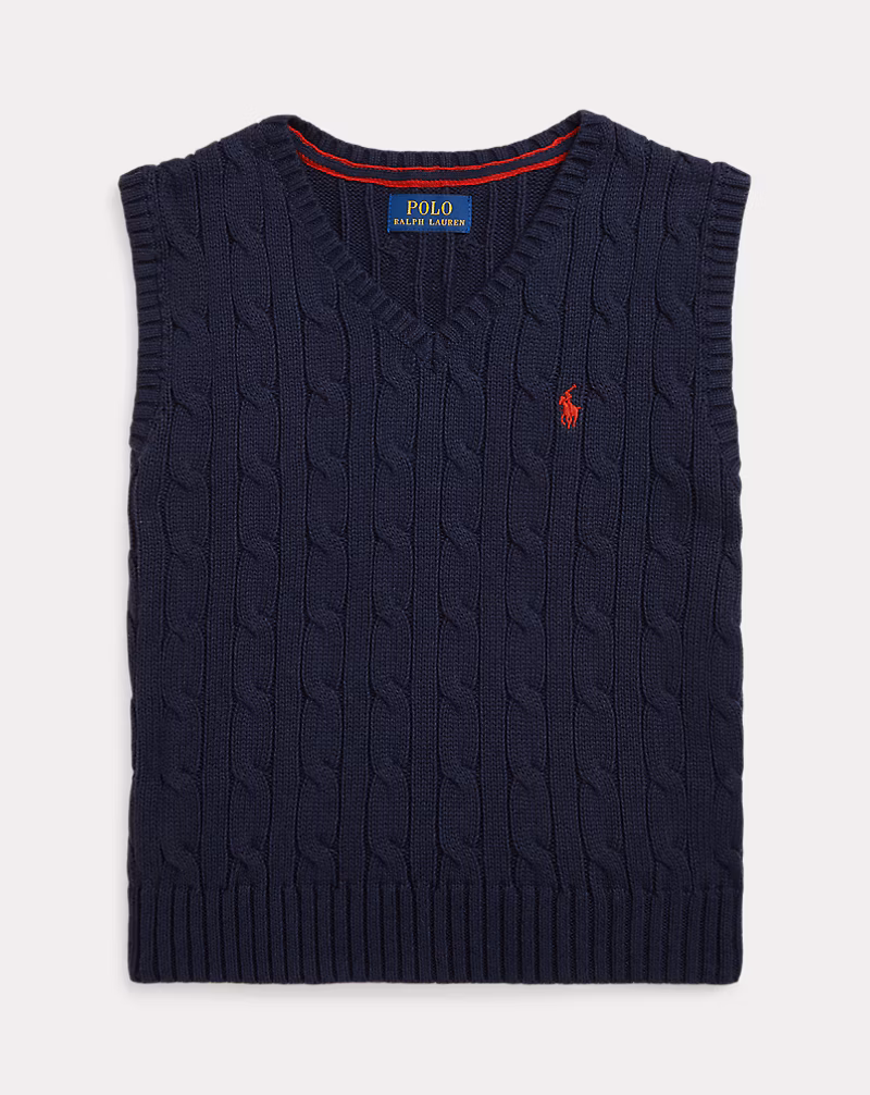 ケーブルニット コットン セーター ベスト