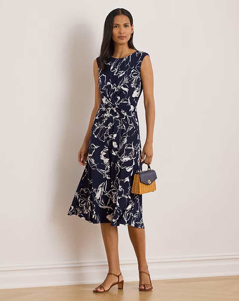 フローラル ツイストフロント ジャージー ドレス