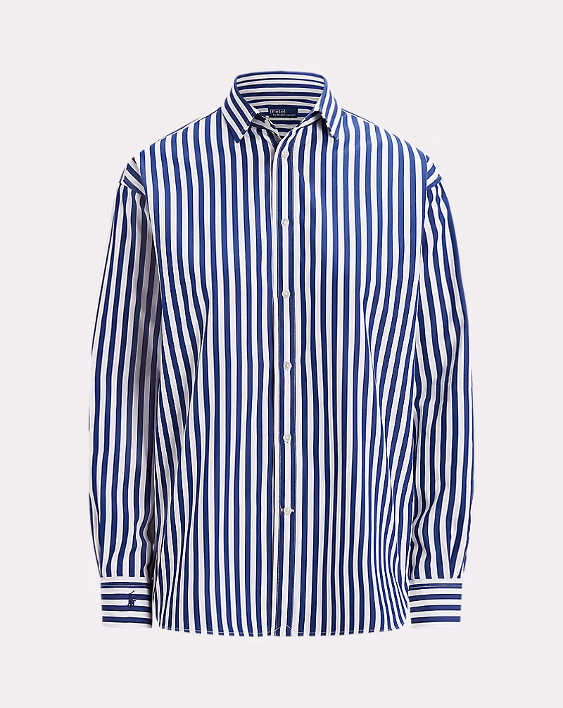 リラックス フィット ストライプド コットン シャツ