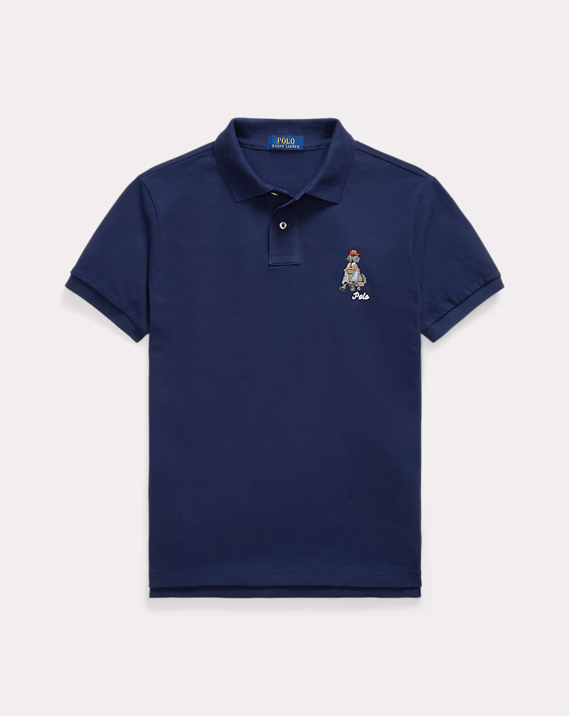 カスタム スリム フィット ドッグエンブロイダリー ポロシャツ