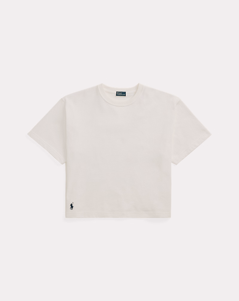 ボクシー フィット クロップド コットン ジャージー Tシャツ