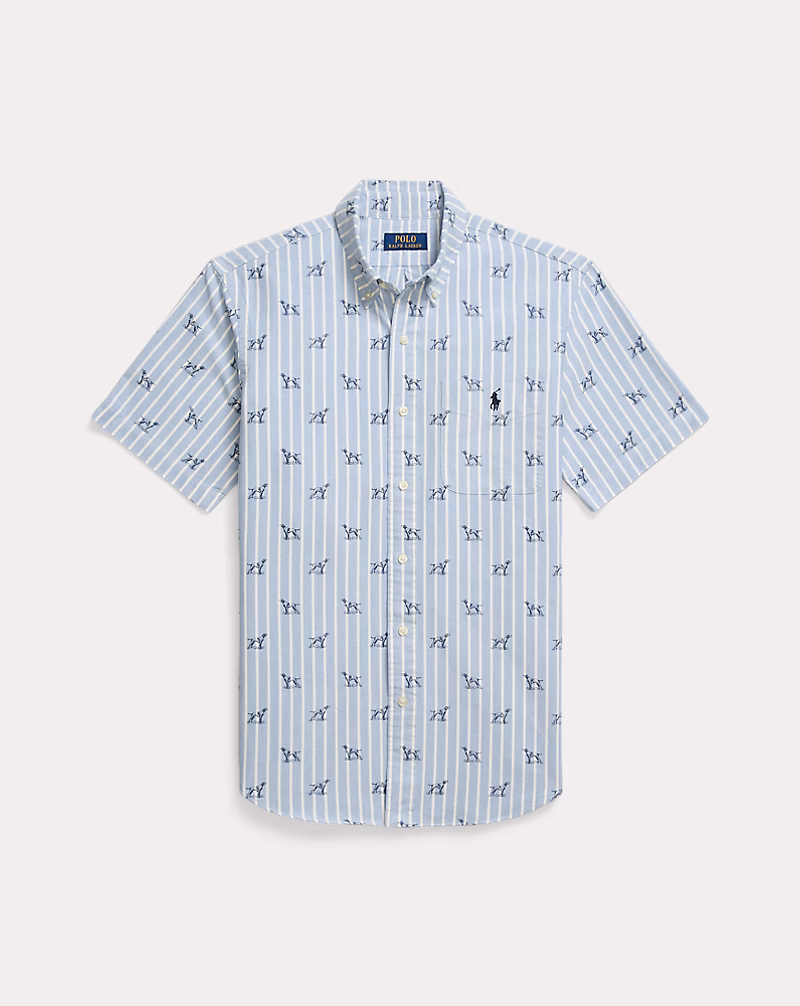 クラシック フィット ストライプド ドッグプリント シャツ