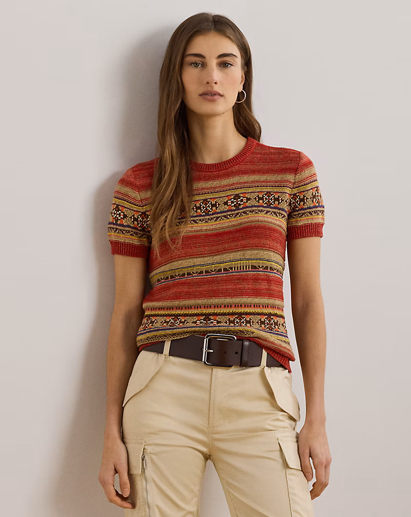 ジオストライプド ショートスリーブ セーター