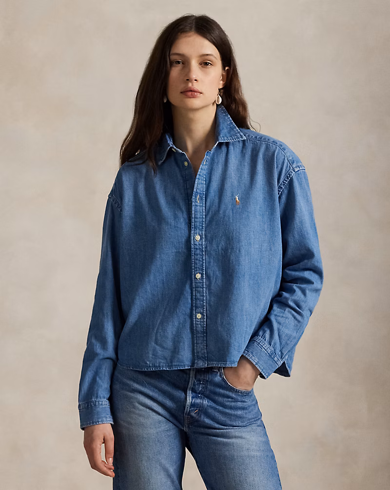 クロップド ボクシー デニム シャツ