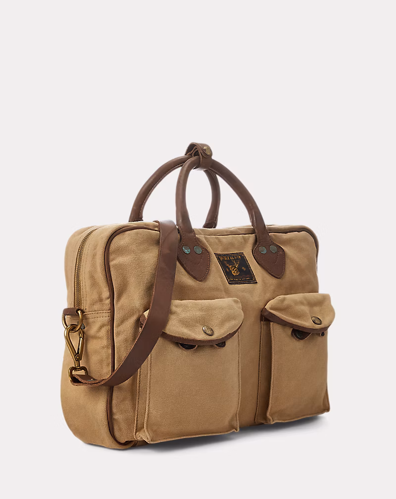 レザートリム キャンバス ブリーフケース