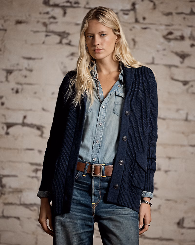 カシミヤ ショール カラー カーディガン