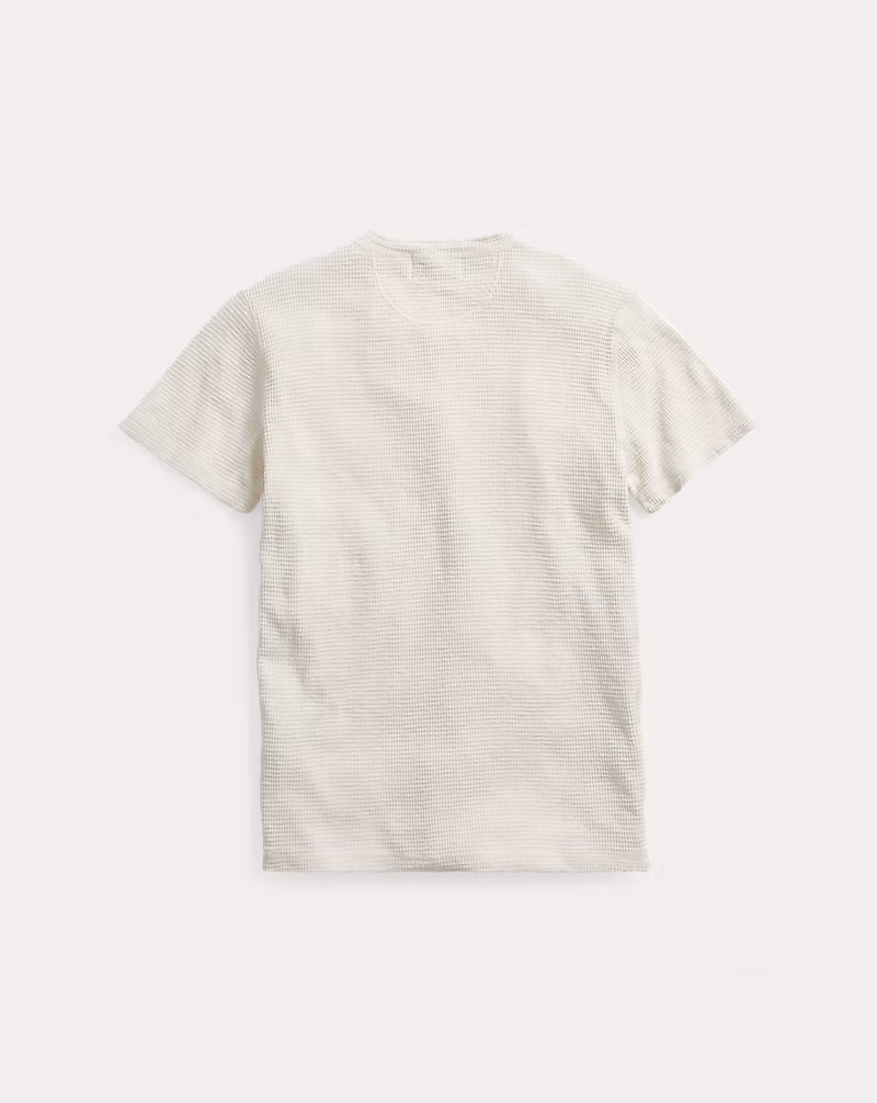 ワッフルニット ショートスリーブ ヘンリーネック シャツ