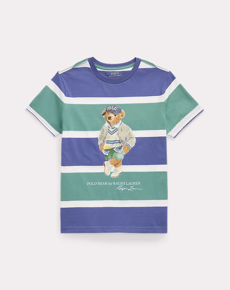 Polo ベア ストライプド コットン ジャージー Tシャツ