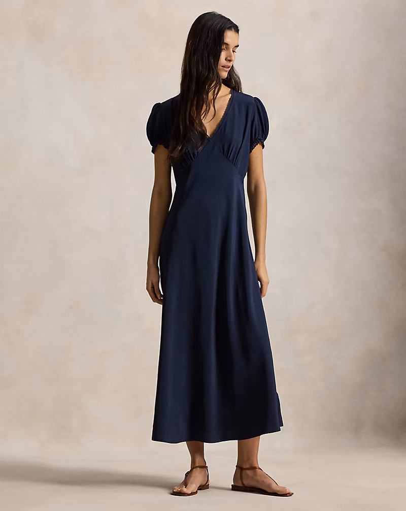 レーストリム シルク ドレス