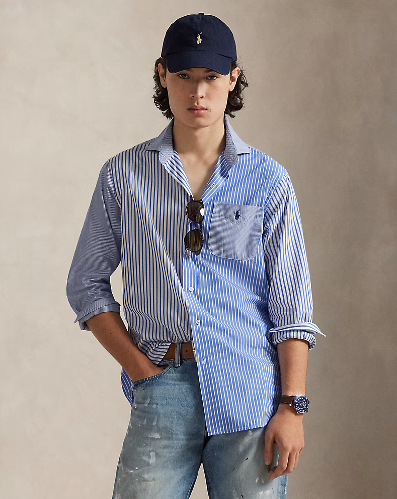 クラシック フィット ストライプド ブロードクロス ファン シャツ